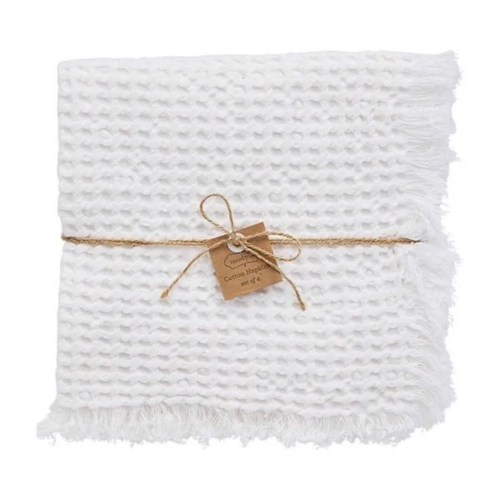 Mud Pie Gray Waffle Weave Cotton Napkin Set of 4